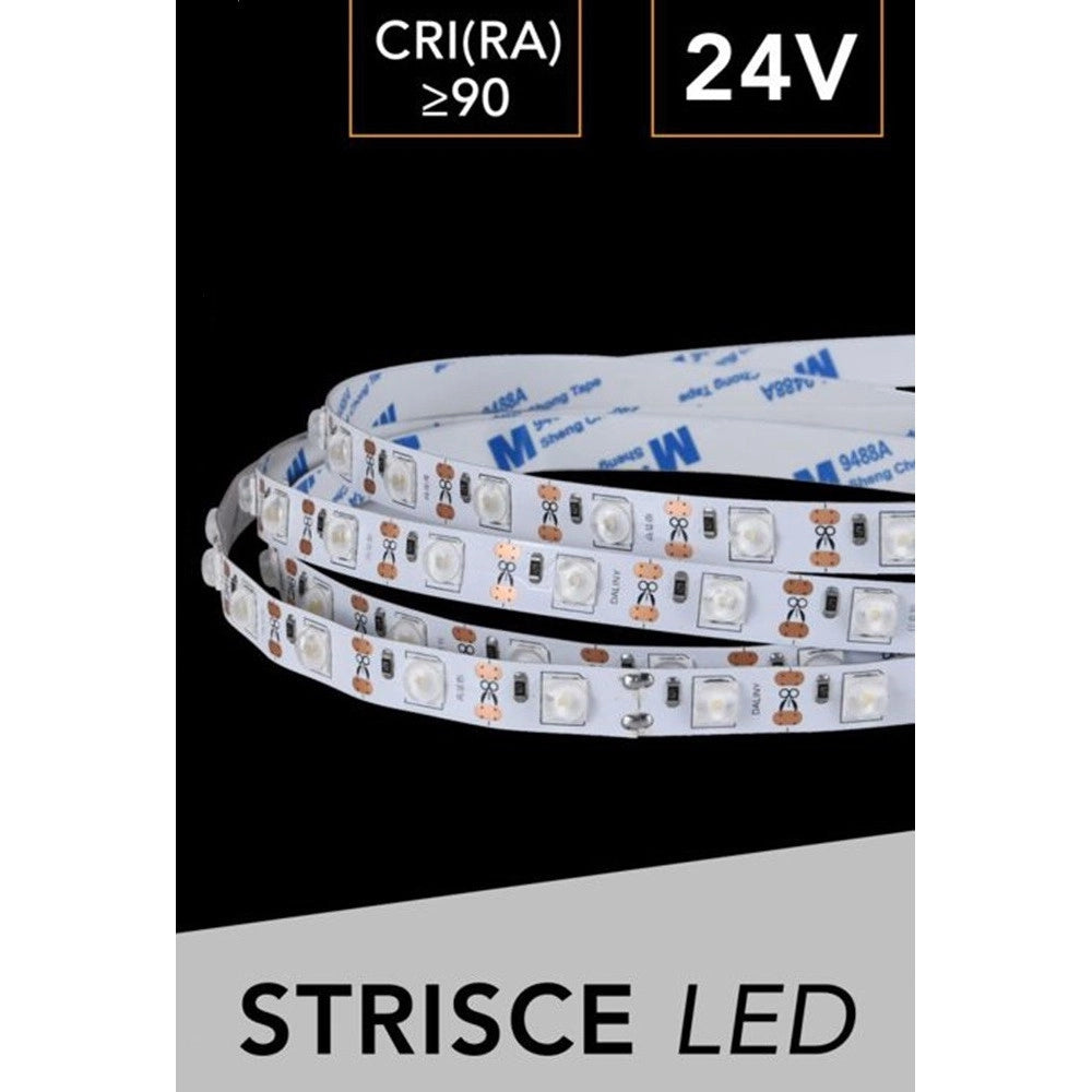 Trade Shop - Striscia Led 6060 Dc 24v Bobina Da 5 Metri 75w 48led/mt Luce Fredda 6500k 6060-24v-f -