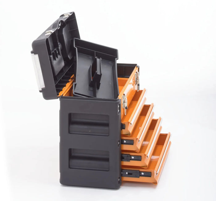 Cassetta degli attrezzi, 4 cassetti arancione