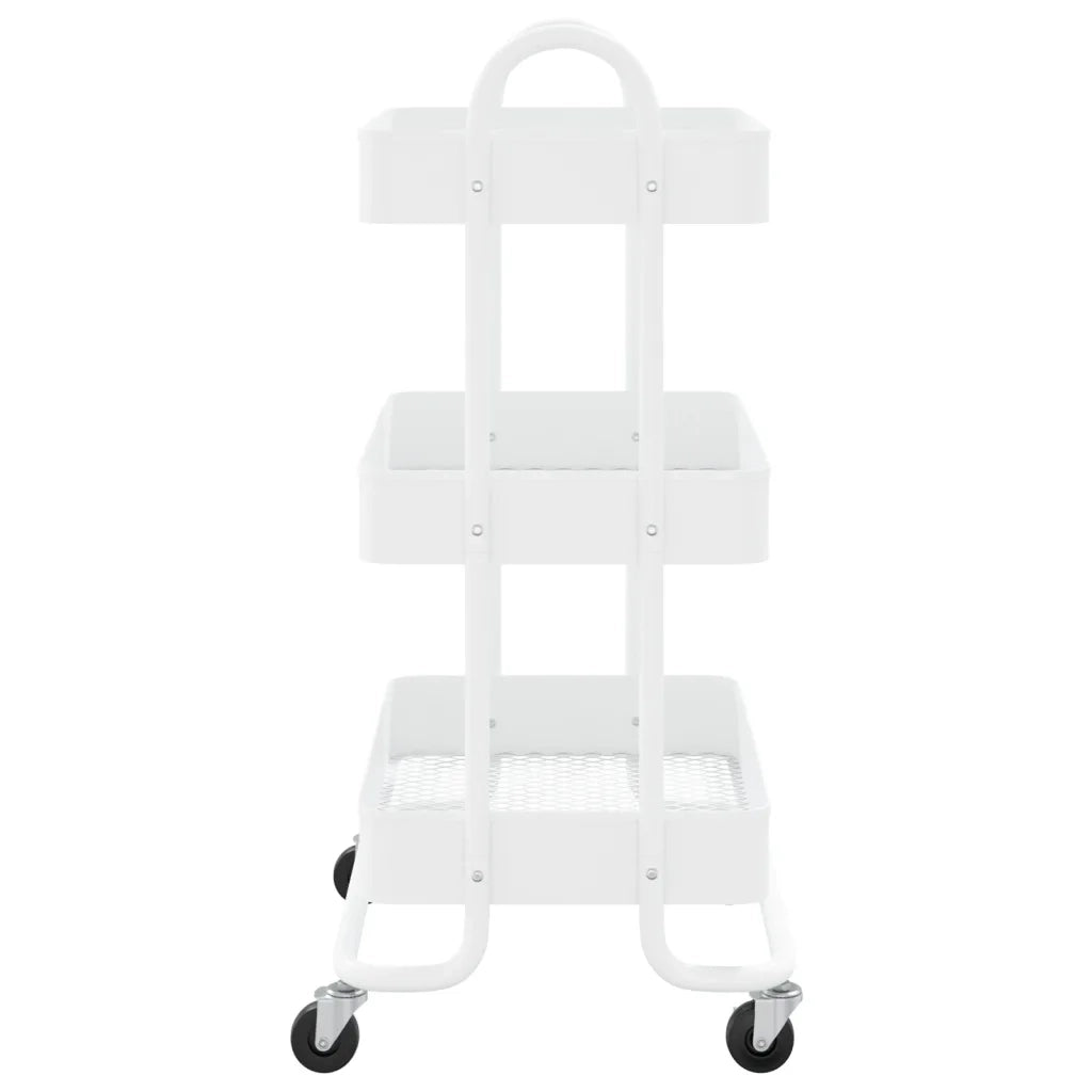 Carrello a 3 Livelli Bianco 43x34x79 cm in Acciaio cod mxl 58885