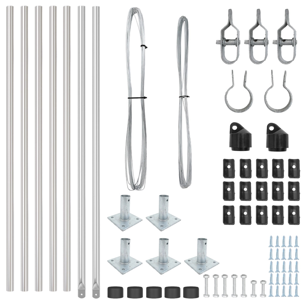 Pali per recinzione con basi 7 pcs Ã˜32mm 110cm Acciaio zincato