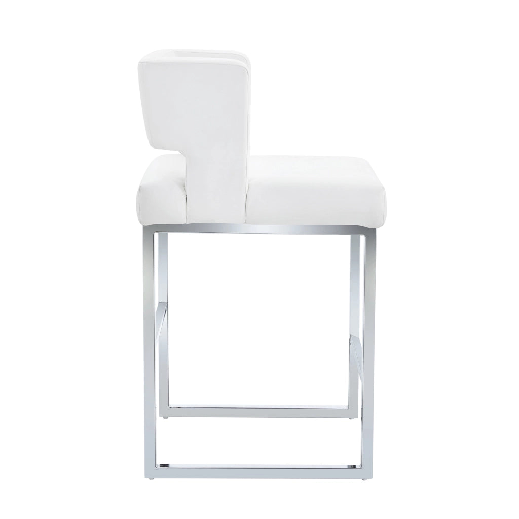 Sgabello da bar Sedia da bar con seduta imbottita, gambe in metallo argento, in PU bianco argento