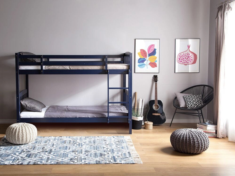 Letto a castello letto doppio in legno di pino blu scuro Single Size 90 x 200 di altezza per bambini cameretta
