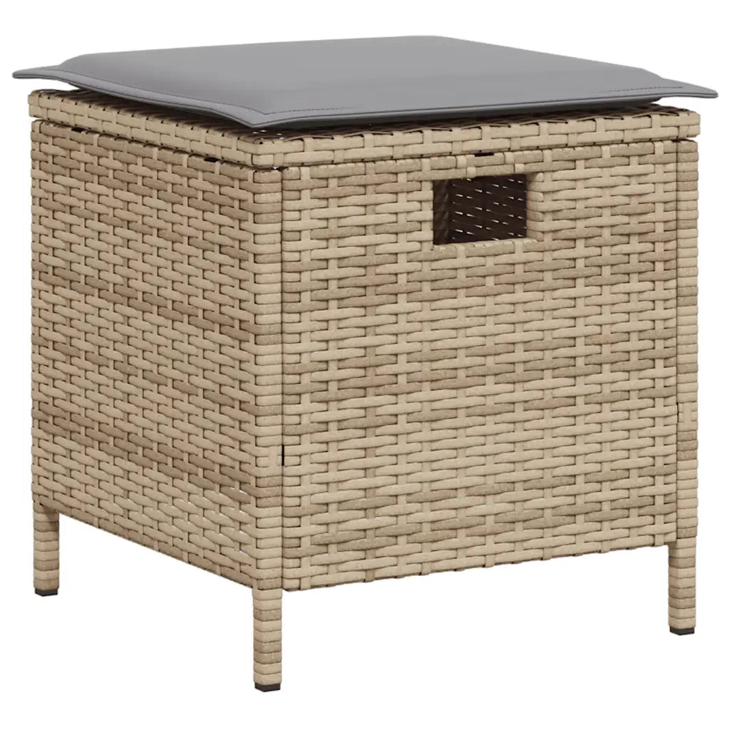 Set Divano da Giardino 6 pz con Cuscini a L Beige in Polyrattan