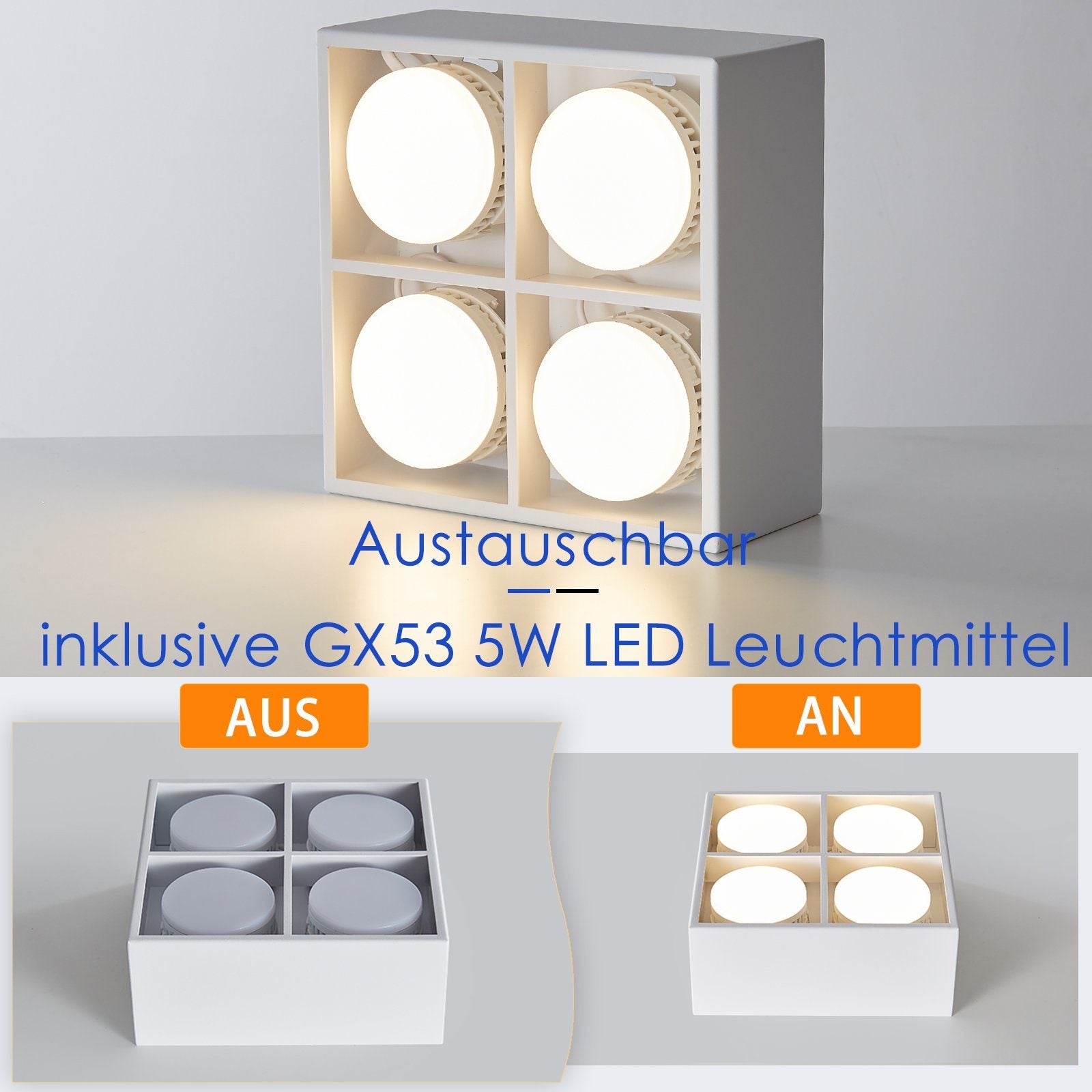 ZMH Faretto da soffitto LED 4 fiamme da incasso girevoli per camera letto