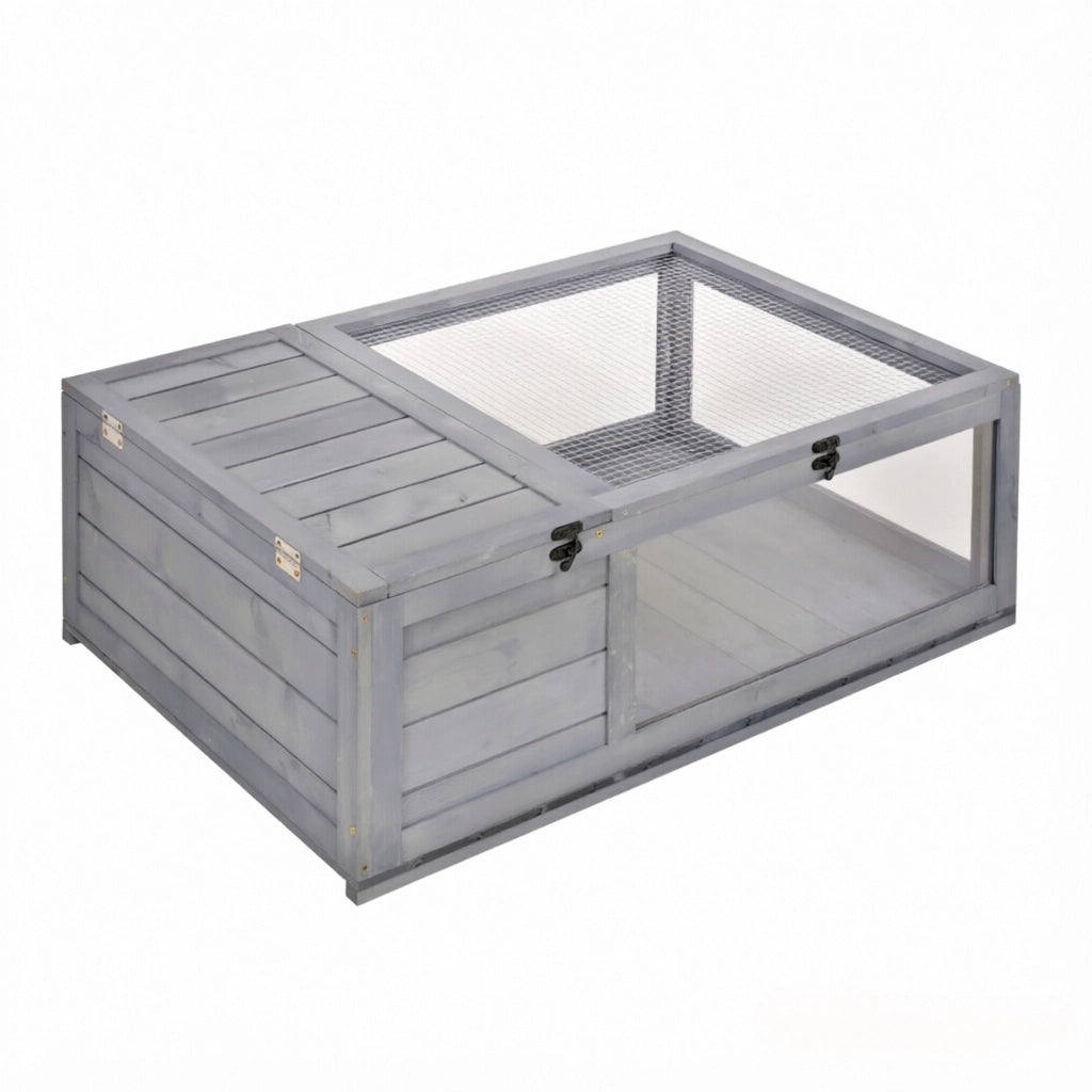 CUCCIA PER TARTARUGHE 91 x 60,5 x 32 cm GRIGIO IN LEGNO, ACRILICO E FERRO