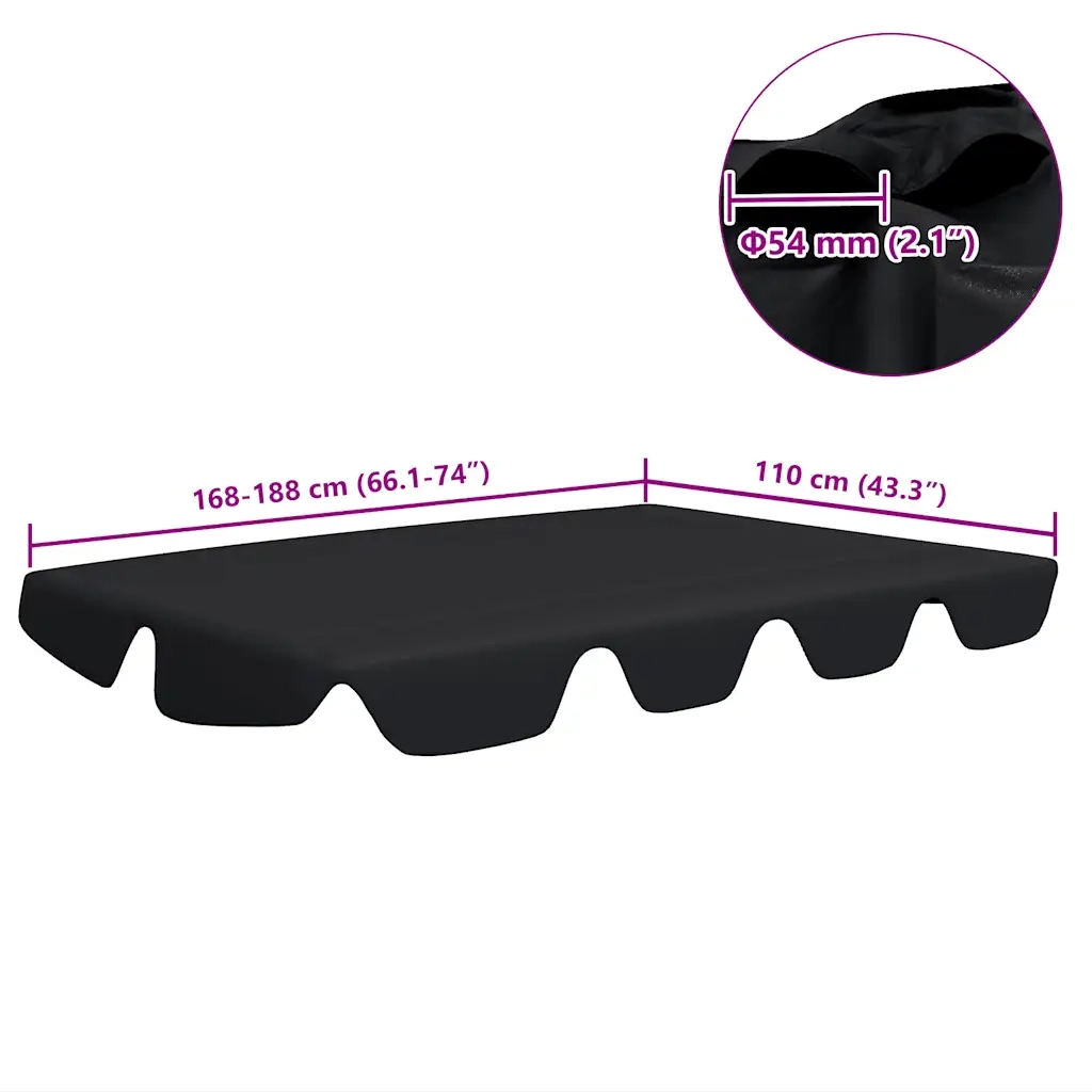 Baldacchino per Dondolo Giardino Nero 188/168x145/110 cm CFW4567933