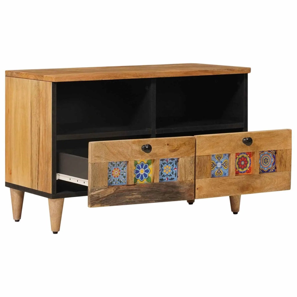 Mobile TV-Credenza per TV Naturale 70 x 33 x 46 cm Legno di mango massello