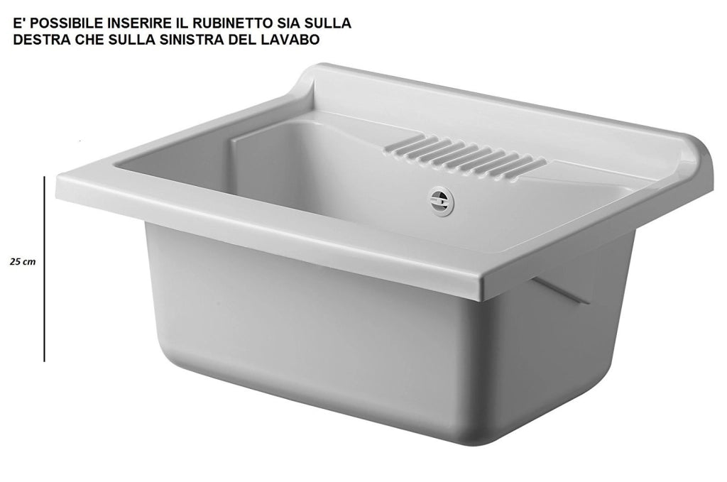 Negrari 9002K - Lavatoio Lavapanni con Mobile in PVC, Bianco satinato, 60 x 50 x 85 cm