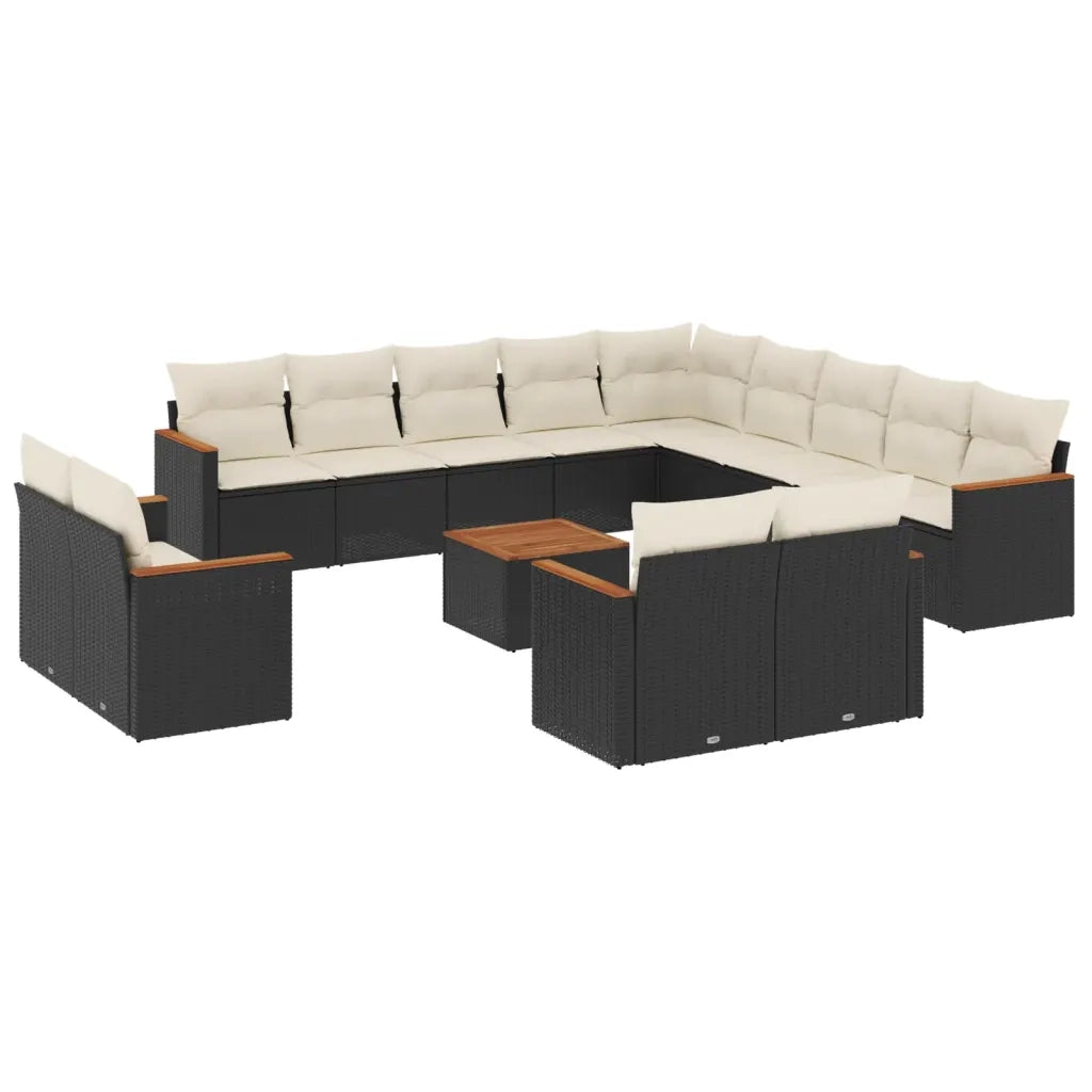 Set Divani da Giardino 14pz con Cuscini in Polyrattan Nero 3226532