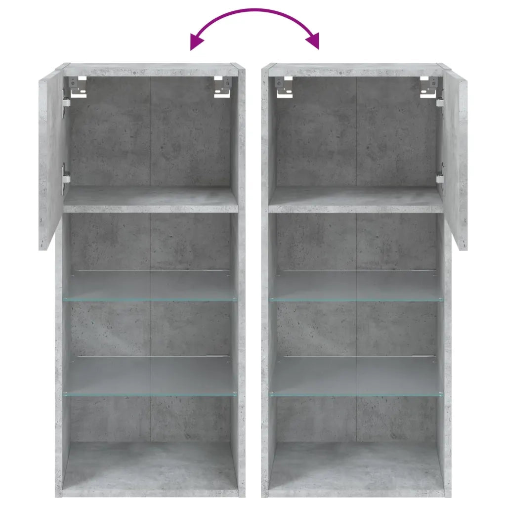 Mobile TV | Armadietto TV | Mobile Porta TV con Luci LED Grigio Cemento 40,5x30x90 cm