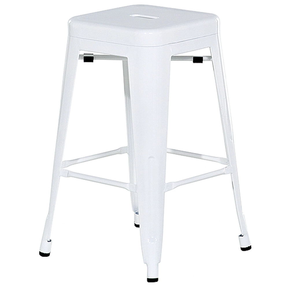 Set di 2 Sgabelli da Bar in Acciaio Bianco 60 cm Impilabili Altezza Bancone Industriale