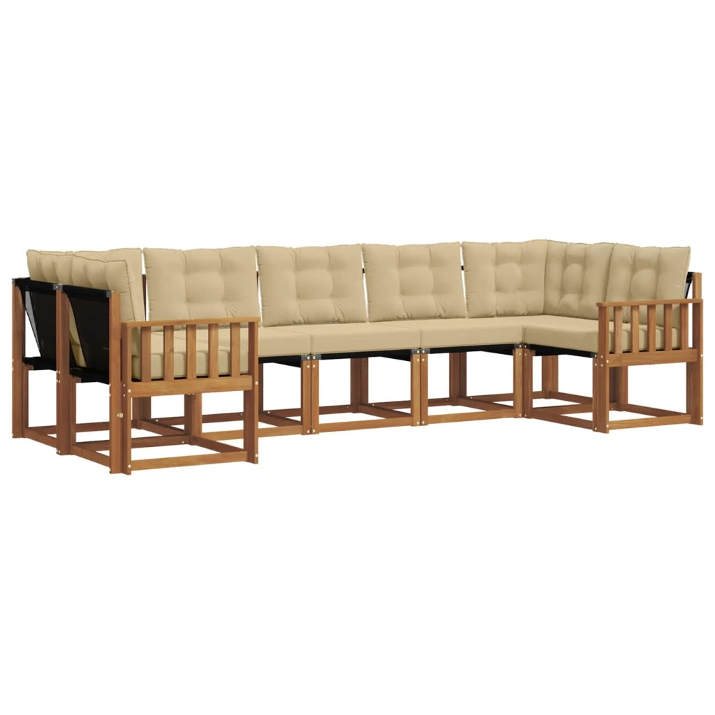 Set di divani da esterno con cuscino 7 pcs Naturale e Beige
