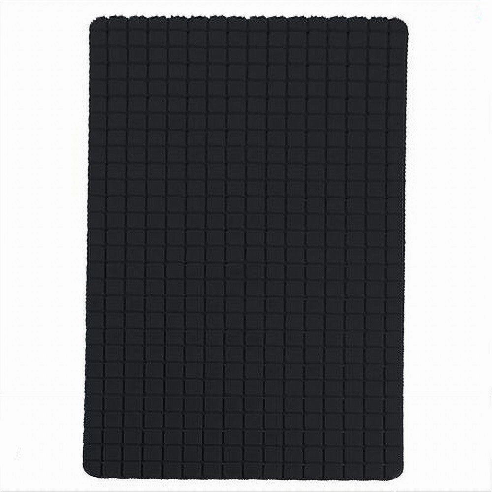 Trade Shop - Tappeto Tappetino Antiscivolo Per Bagno Arredo 69x39cm Nero Con Quadratini 69775 -