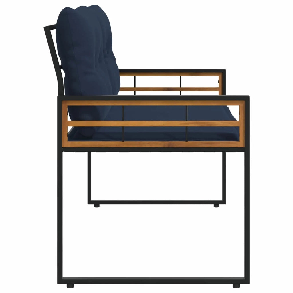 Panchetta in Legno a Strati con cuscino Navy 114 x 55 x 77 cm