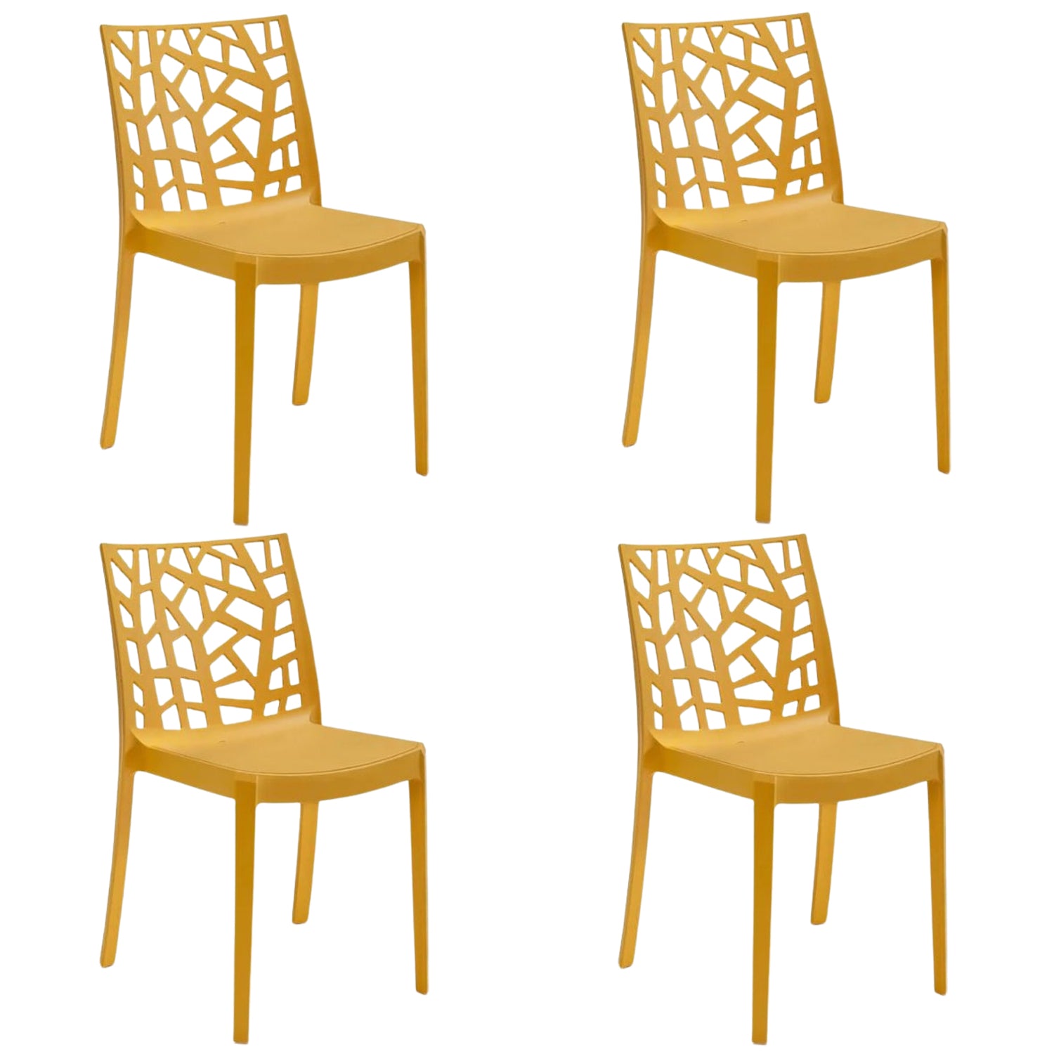 Sedia In Polipropilene Da Interno Esterno Giardino Impilabile Design Sedie Resistenti Moderne Per Terrazz Senape/4 Sedie