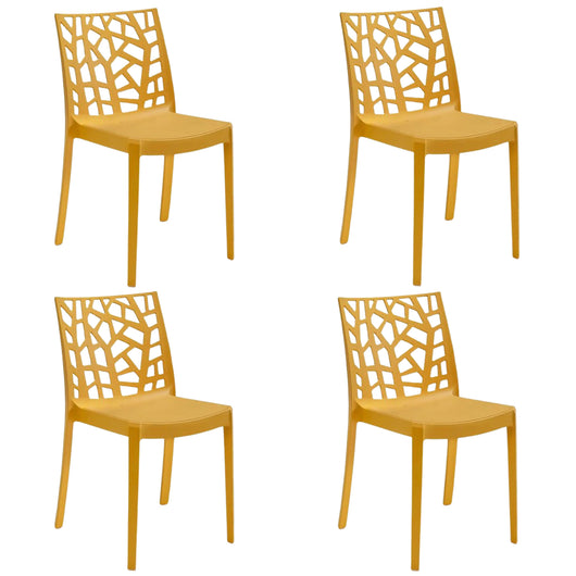 Sedia In Polipropilene Da Interno Esterno Giardino Impilabile Design Sedie Resistenti Moderne Per Terrazz Senape/4 Sedie