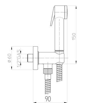 Set idroscopino , doccetta wc kit completo con flessibile 120 cm 