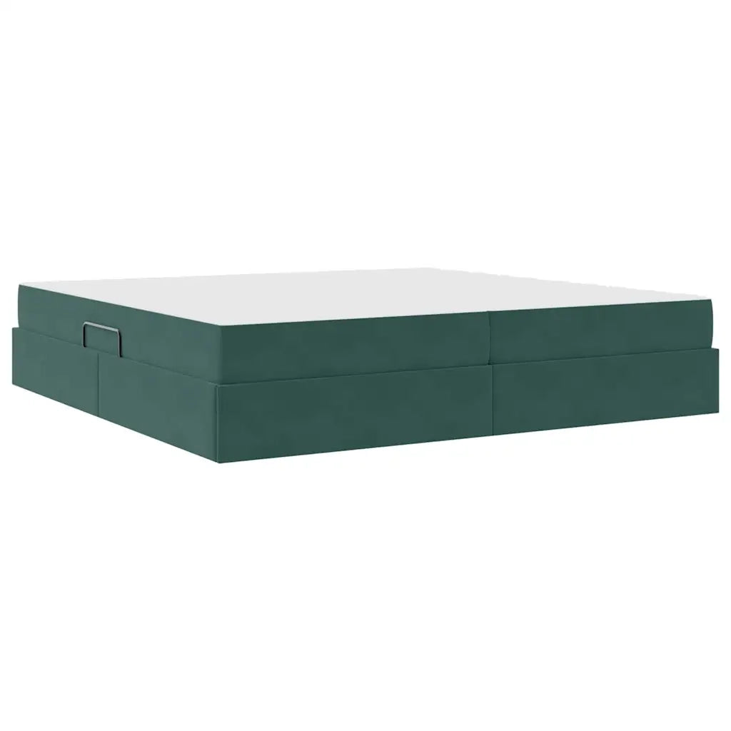 Letto con contenitore e materasso Verde Scuro 200 x 200 cm 3399745
