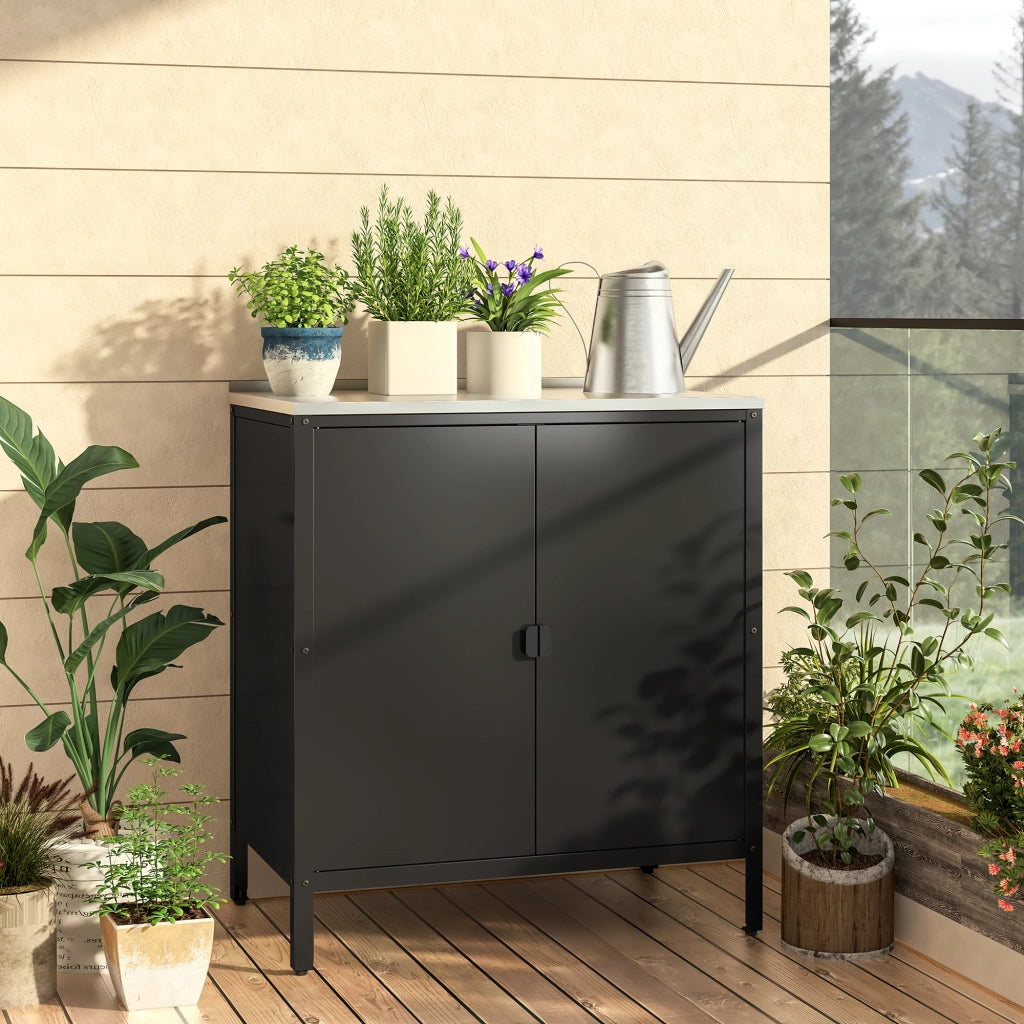 Armadietto da Giardino Bolognano 92 x 80 x 50 cm Acciaio - Nero Opaco - casa.pro