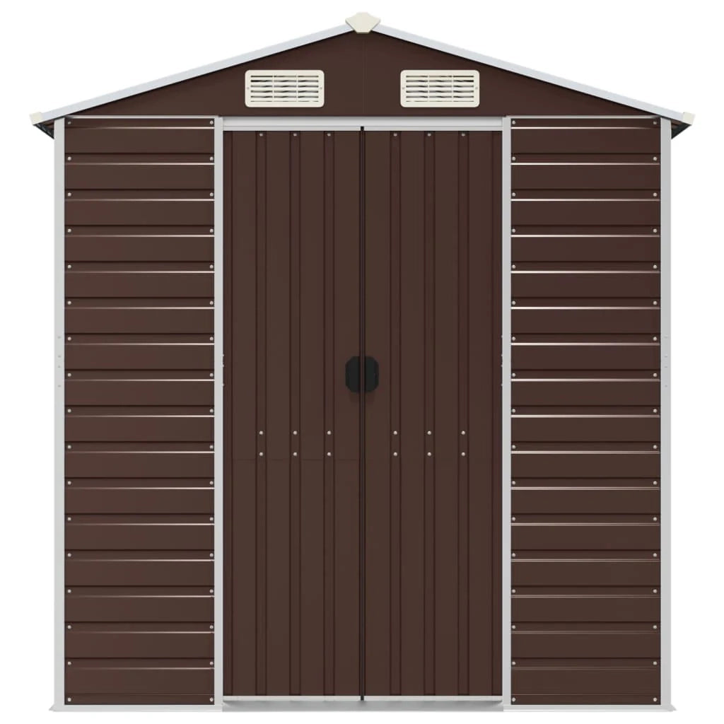 Casetta da giardino cabina ripostiglio casetta da esterno robusta casetta per attrezzi 191 x 555 x 198 cm acciaio zincato marrone 02_0022273