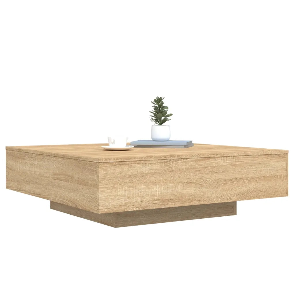 Tavolino da salotto | Tavolino da caff¨¨ | Tavolino da Soggiorno con Luci LED Rovere Sonoma 100x100x31 cm