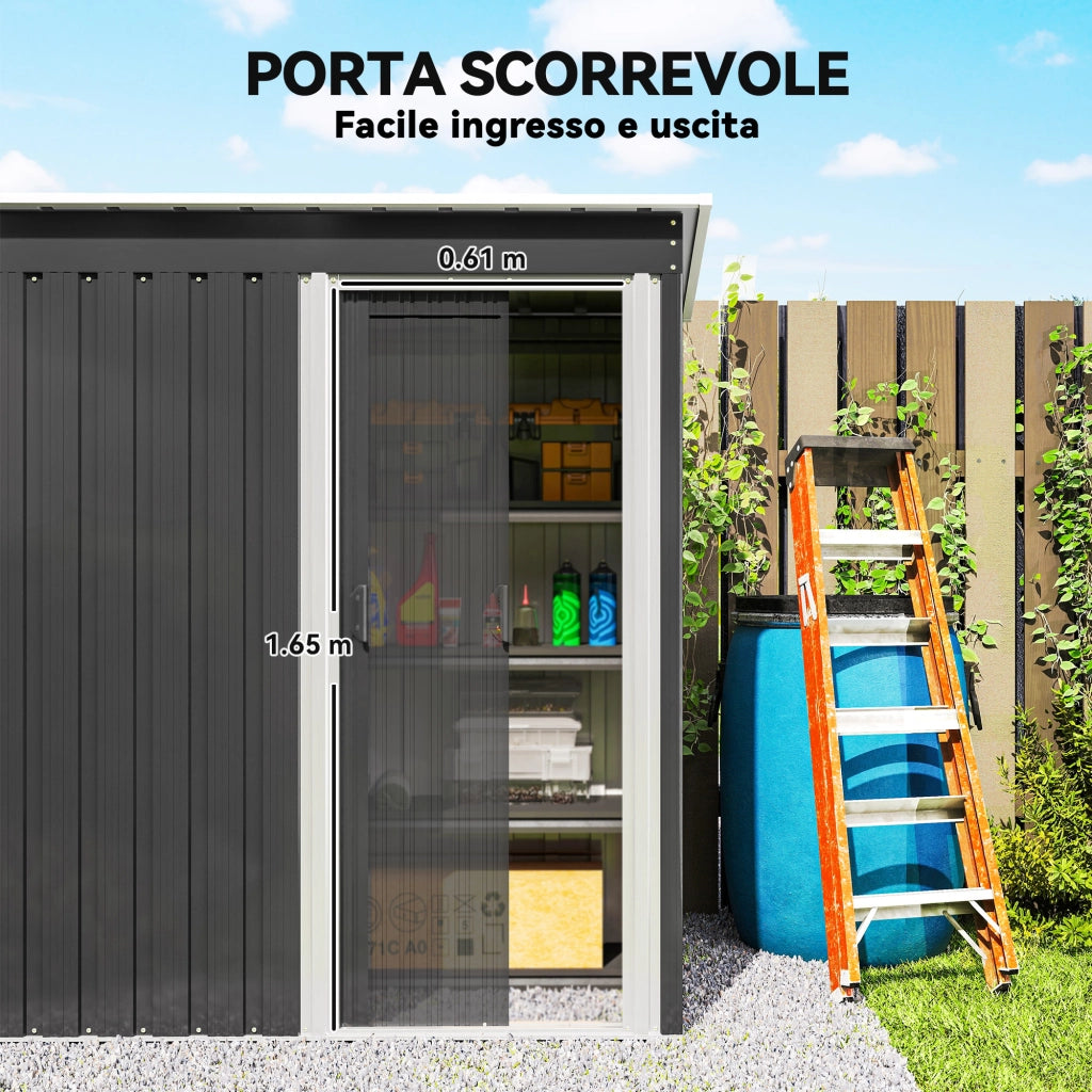 Casetta Attrezzi da Giardino ¨C Xylo ¨C Acciaio Zincato 163x89x182 cm Nero