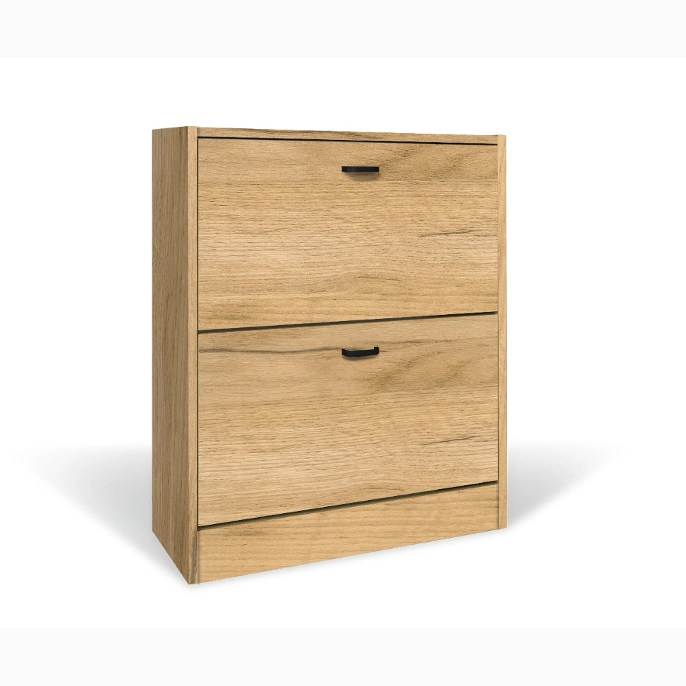 Scarpiera in Legno 2 Ante colore ROVERE NODATO Mobiletto 12 Paia 63x24x80H cm (CD100-RN)