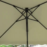 Ombrellone Decentrato 2.5x2.5 m con Base a Croce e Apertura a Manovella, in Metallo e Poliestere Beige
