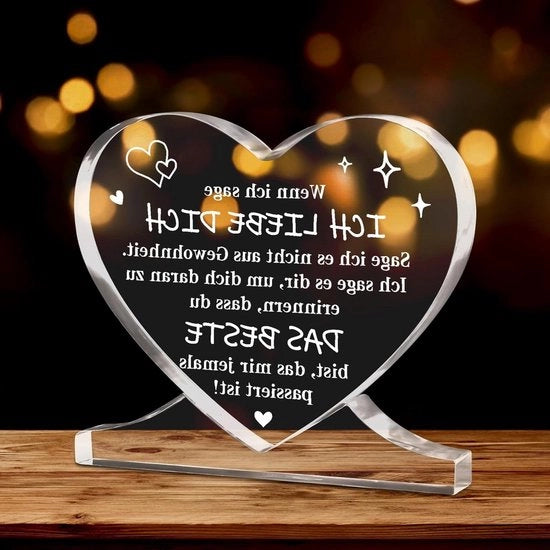 Regalo di compleanno in forma di cuore di acrilico per lui e lei, regalo di San Valentino per il partner, regalo di Natale per uomini e donne
