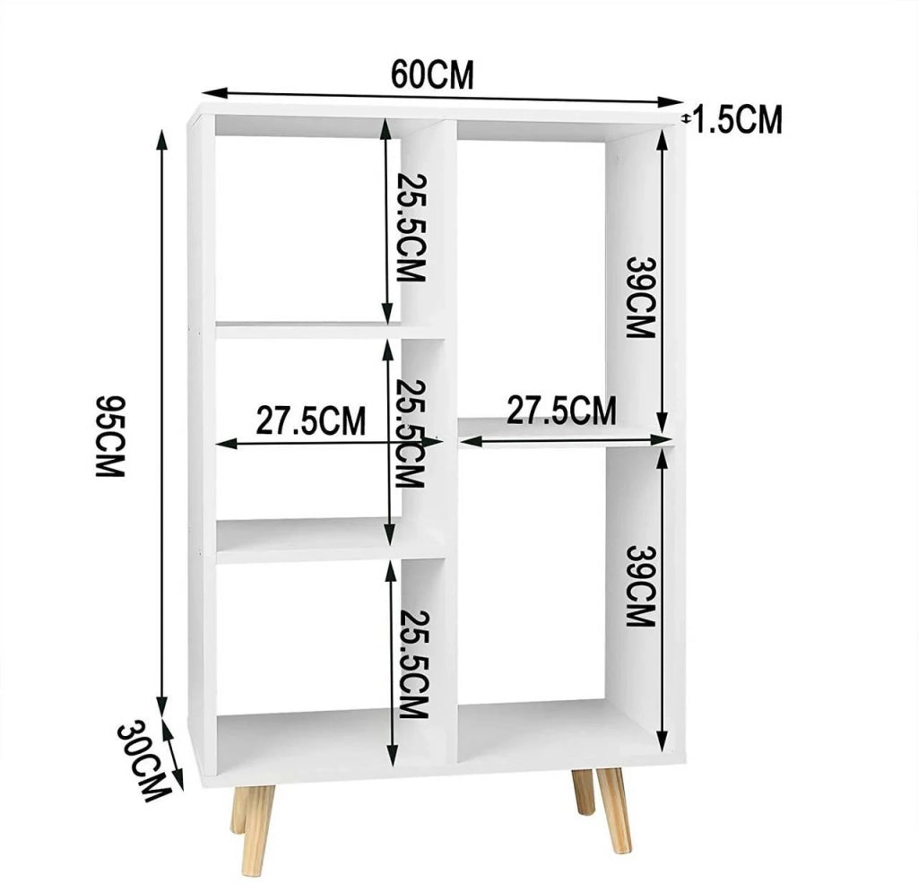 Libreria in MDF e legno con 5 scomparti bianca 19_0000101