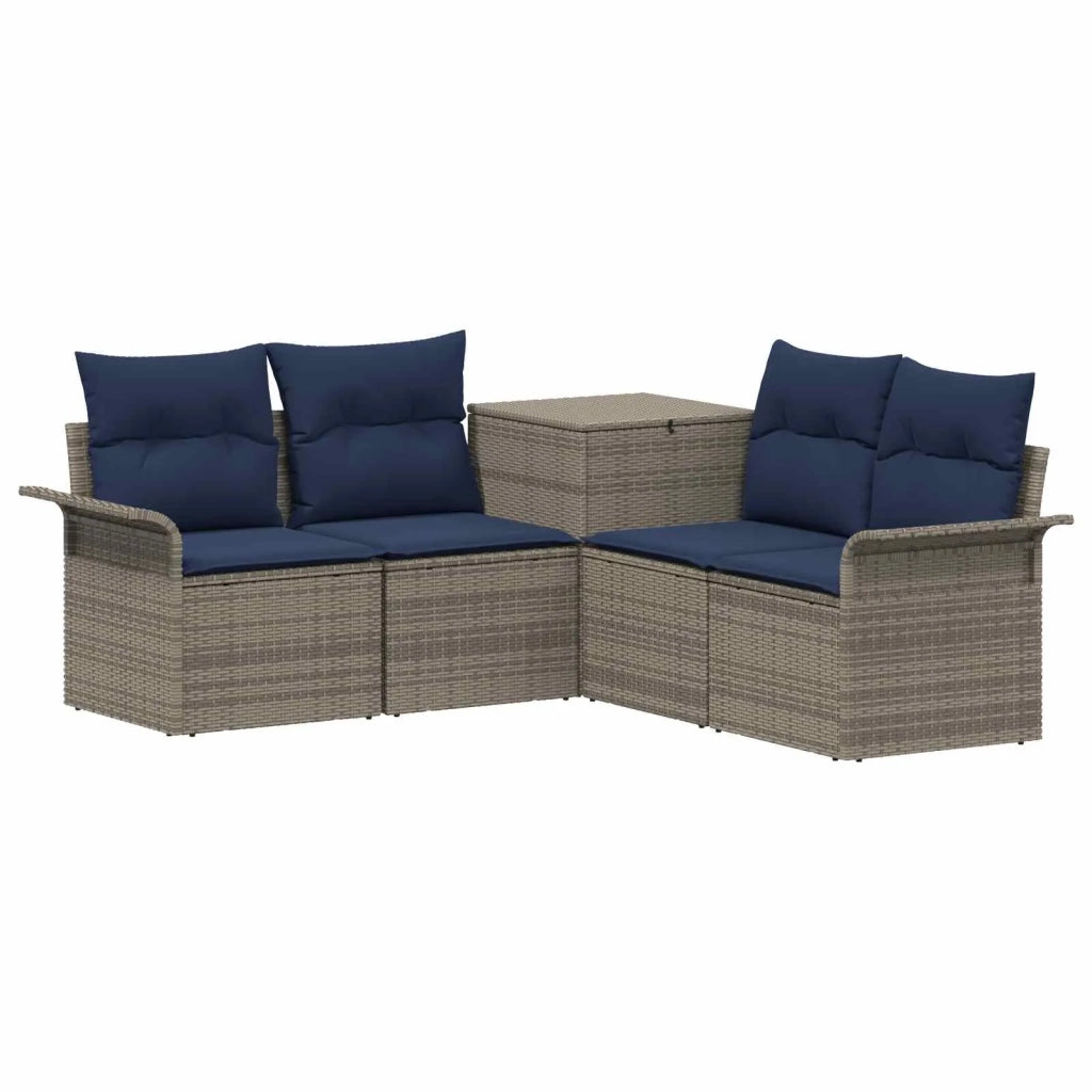 Set di divani 5 pz Grigio e Blu Navy Rattan sintetico e Acciaio 3447739
