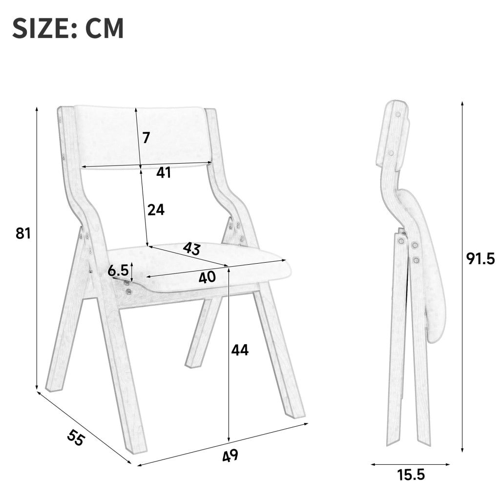 Set di 4 sedie pieghevoli 55x49x81 cm; struttura in legno; rivestimento in lino grigio