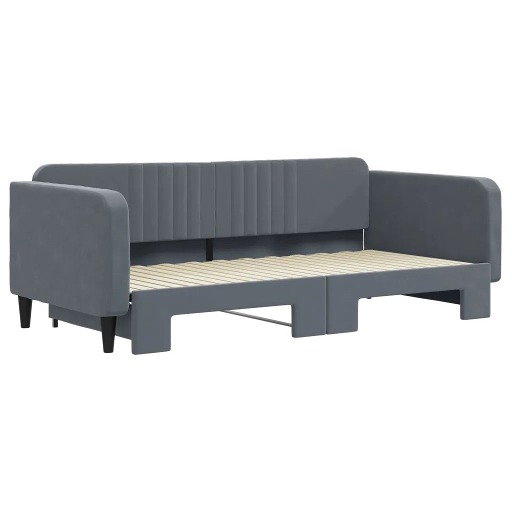 Divano letto | Sof¨¤ letto | Letto singolo Estraibile Grigio Scuro 100x200 Velluto