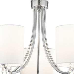 Lampadario Contemporaneo Nina Acciaio Cromo Tessuto Bianco 5 Luci E14