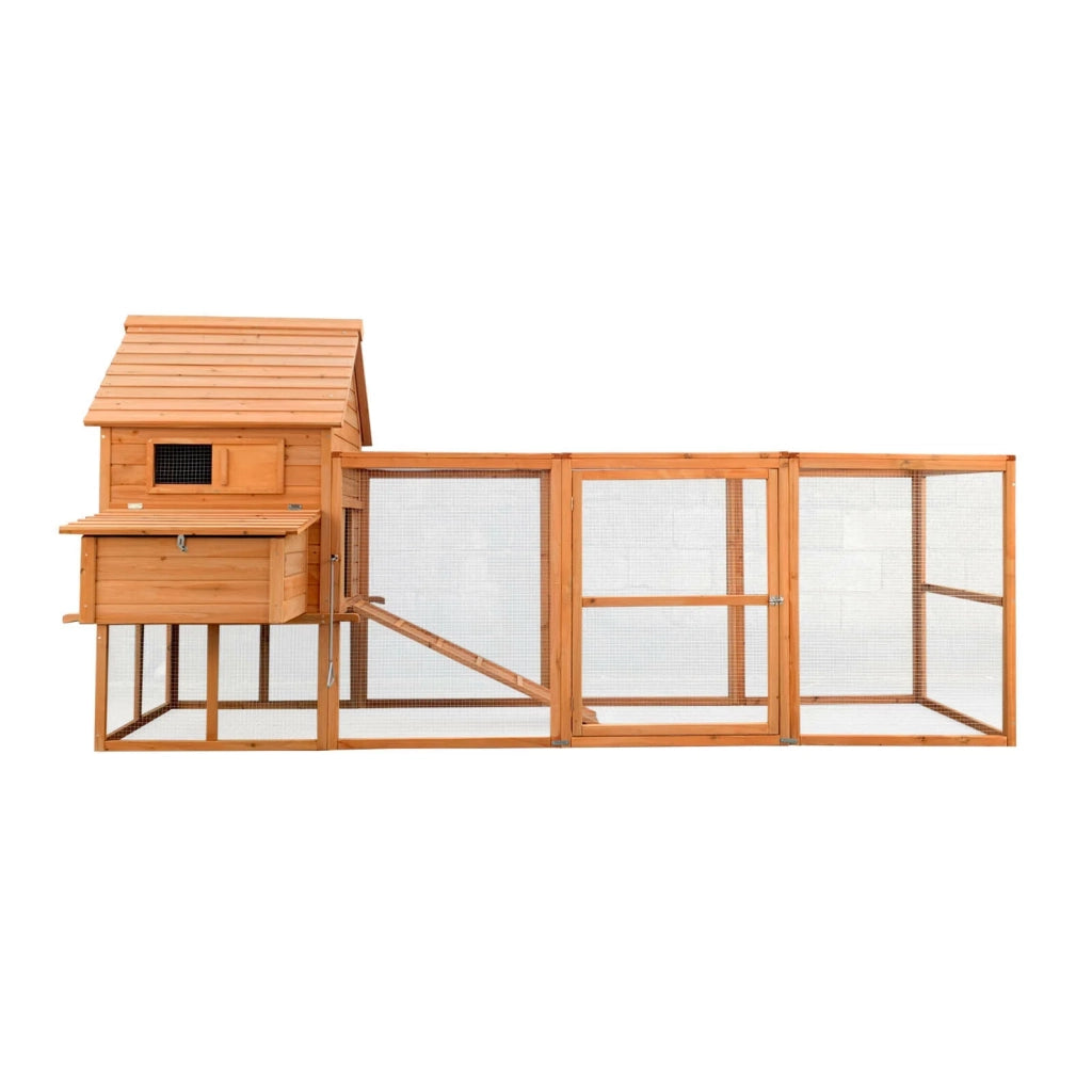 Pollaio con nidi e accesso all'aria aperta 310 cm legno rete metallica zincata marrone 16_0000582