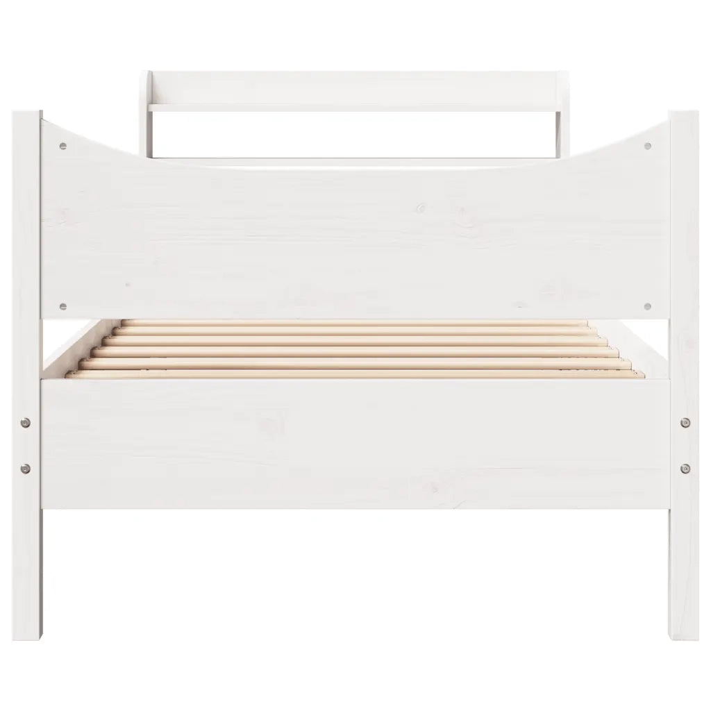 Giroletto con Testiera Bianco 90x190 cm Legno Massello di Pino