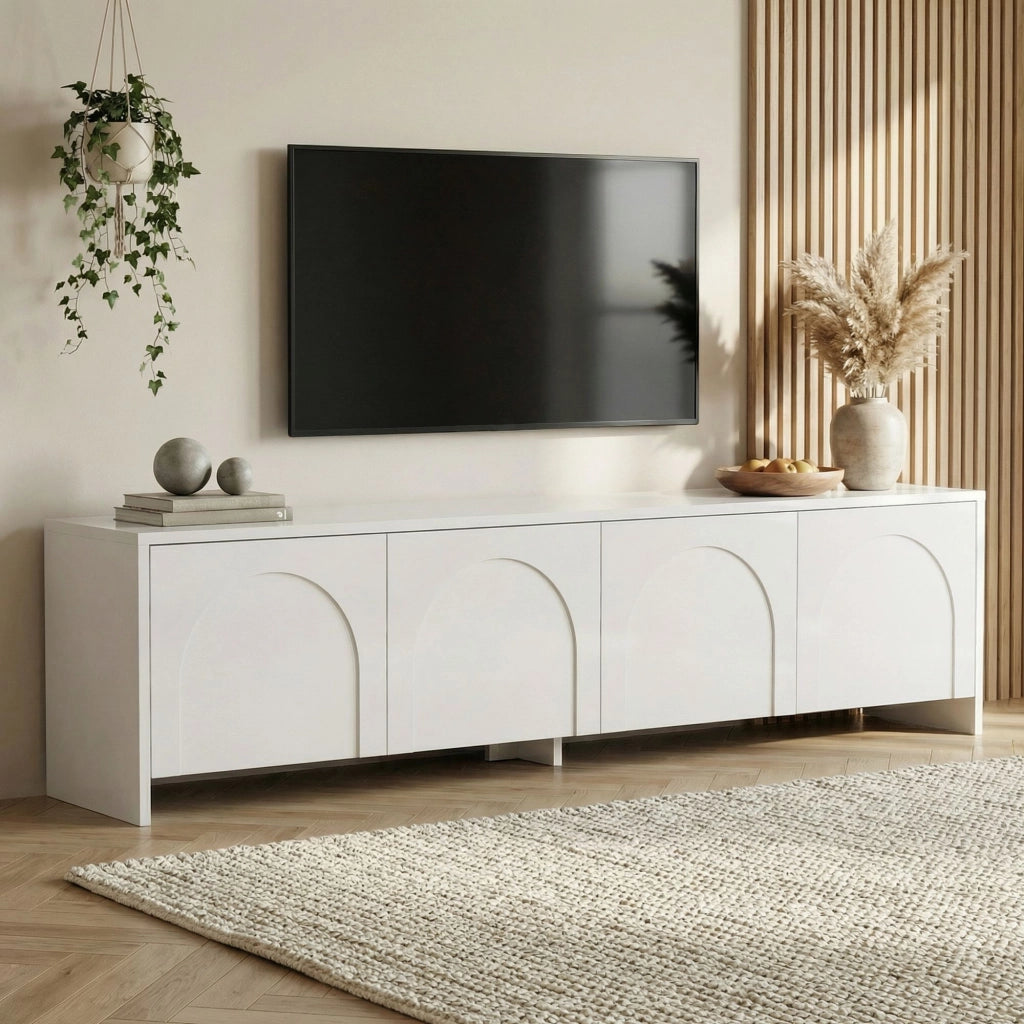 Porta TV in legno "Aurelia" - 180 x 32 x 45 cm - Bianco