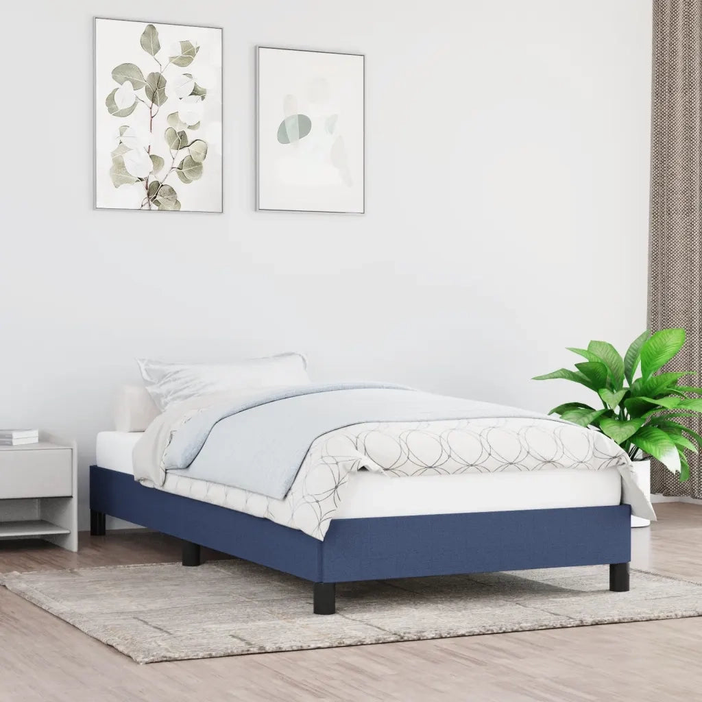 Letto singolo | Letto per adulti | Giroletto senza Materasso Blu 90x200 cm in Tessuto