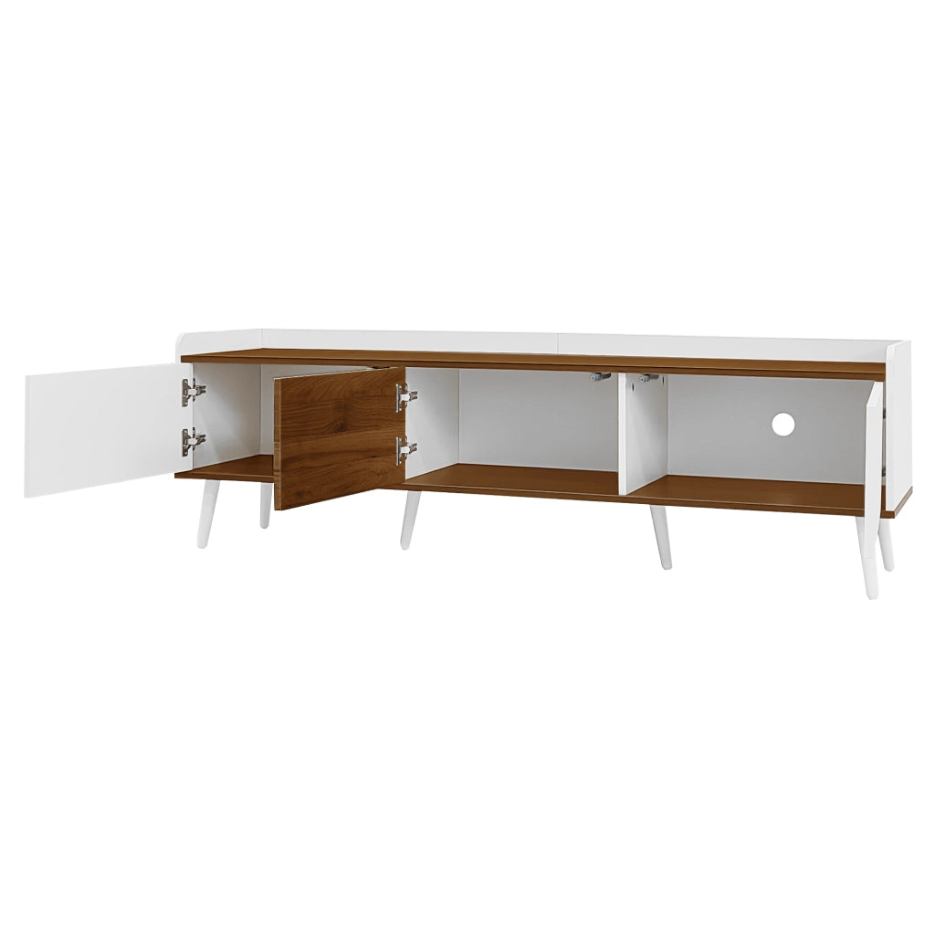 Mobile TV con 3 Ante Rigate; Bordo Rialzato e Antiribaltamento; Stile Moderno; 160??39??49;5 cm; in MDF; Bianco e Naturale