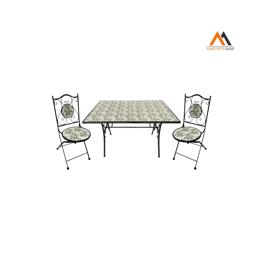 SET TAVOLO MOSAICO DA ESTERNO 'FLORA' cm 120 x 80 x h.75 (ta