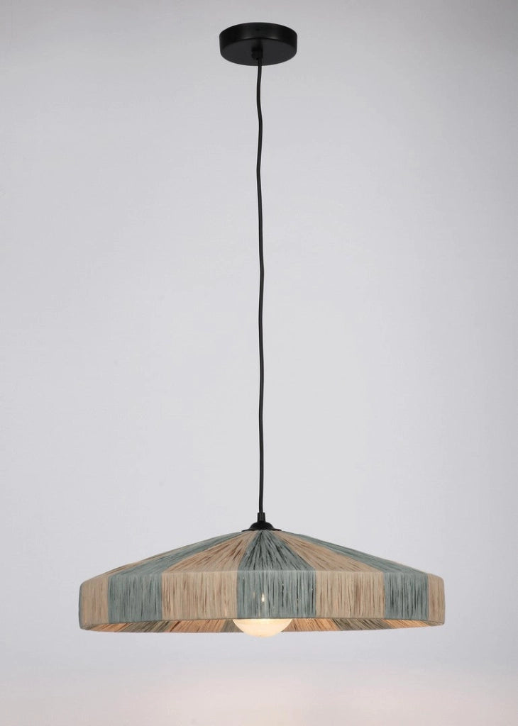 Lampadario a Sospensione in Rafia Naturale con Paralume Piatto - MEI-WEN