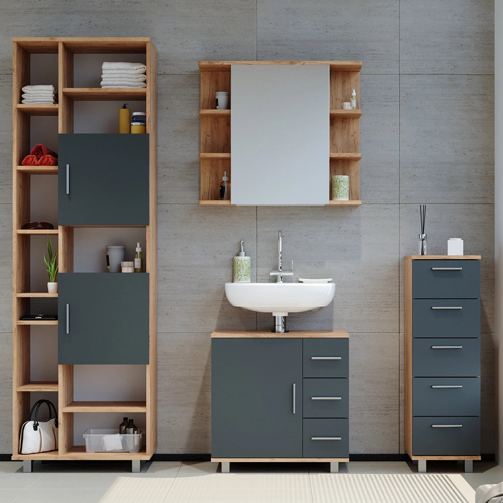 Vicco Set mobili bagno Rovere 4 parti