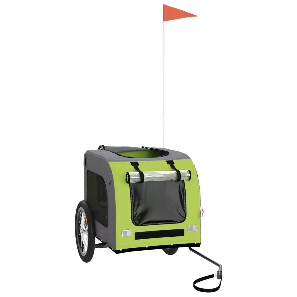 Rimorchio da Bici per Animali Verde e Grigio Oxford e Ferro CFW1870315