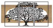 Pannello da Muro Tree Ferro e Wood Set 3pz 176x2x90 cm in Ferro e MDF Nero e Marrone
