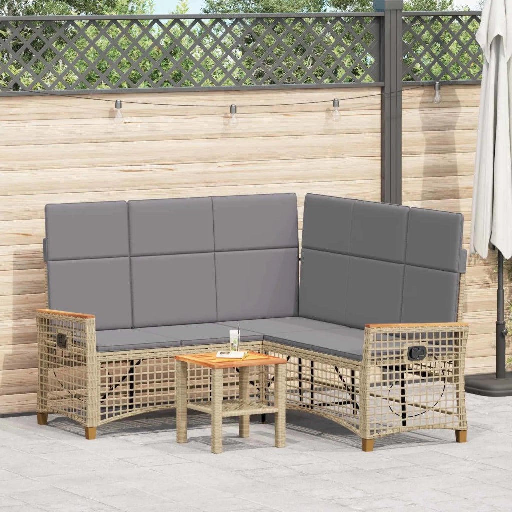 Set di Divani Recliner da Giardino Beige e Grigio Chiaro