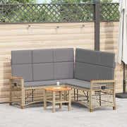 Set di Divani Recliner da Giardino Beige e Grigio Chiaro