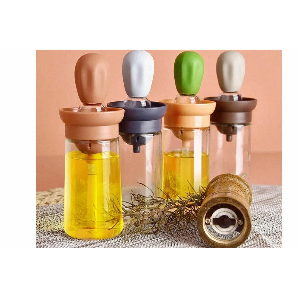 Trade Shop - Contenitore Olio Con Pennello In Silicone Olio Dispenser Contagocce Dosatore -