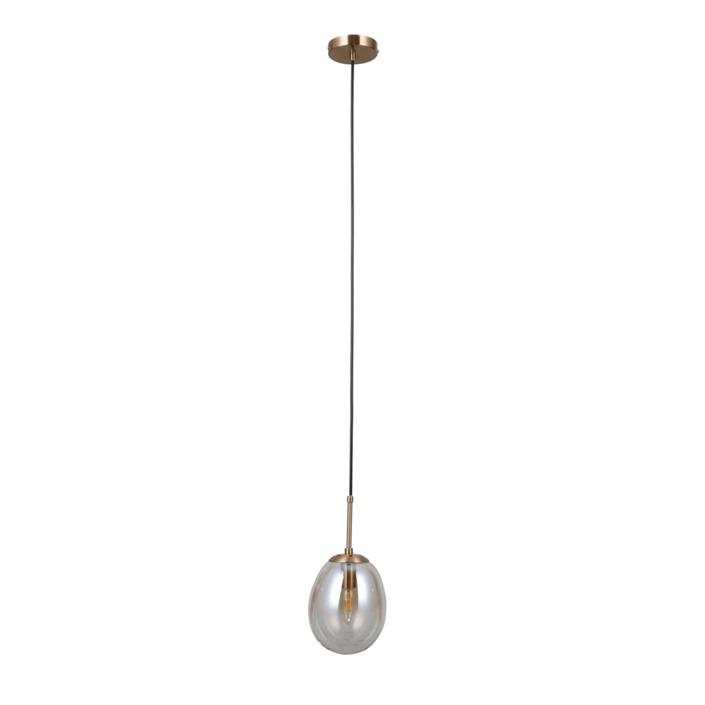 Lampada a sospensione minimal oro vetro ambra E14 Italux