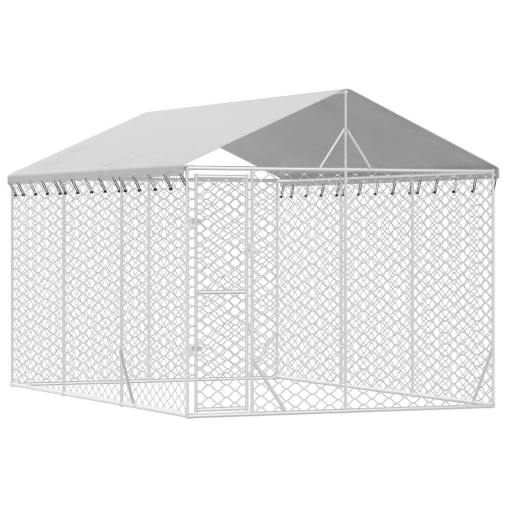 Cuccia/gabbia/recinto/zaino per animali da esterno con tetto argentato 3 x 4,5 x 2,5 m Argento 02_0041900