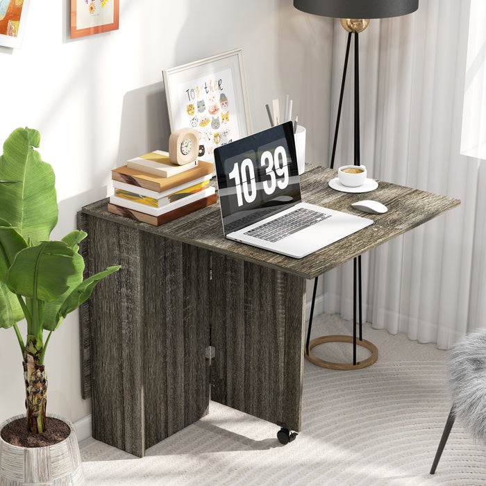 Tavolo Salvaspazio a Ribalta 140x75x74 cm fino a 6 Persone Rivestimento in Melamina Grigio